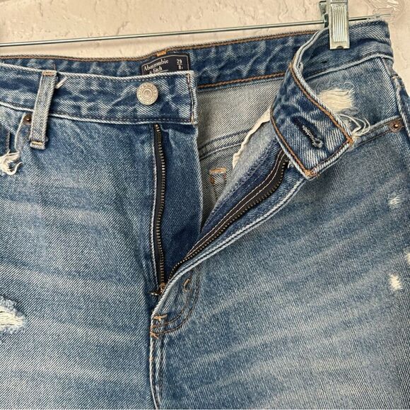 ABERCROMBIE Annie High Rise Girlfriend Distressed Jeans Womens 29 Frayed Hem - Picture 8 of 11